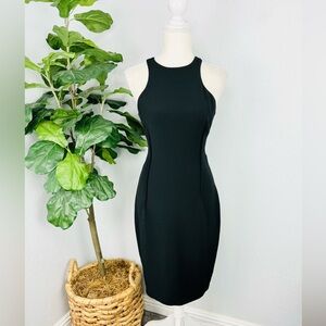 Zara Black Halter neck Body Con Pintuck Dress